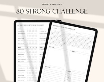 Lista de verificación del reto 80 Strong: Seguimiento de actividad física imprimible (PDF)