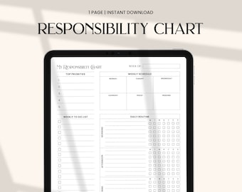 Tabla de responsabilidades imprimible: Lista de verificación diaria para adultos y adolescentes (PDF)