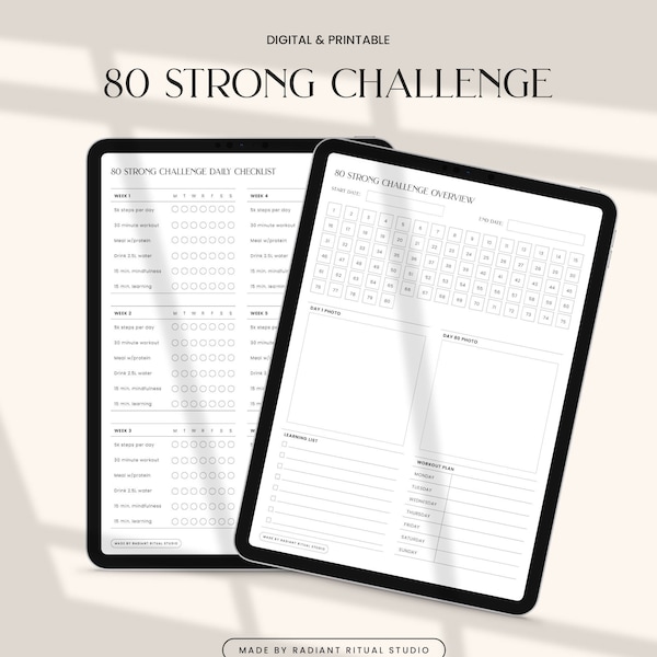 80 Strong Challenge Checklist PDF, Printable Fitness Tracker, Digital Fitness Tracker, 80 Strong Printable, 80 Day Challenge