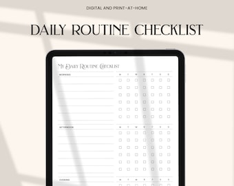 Lista de verificación de rutina diaria para adultos: Horario matutino y vespertino (PDF rellenable)