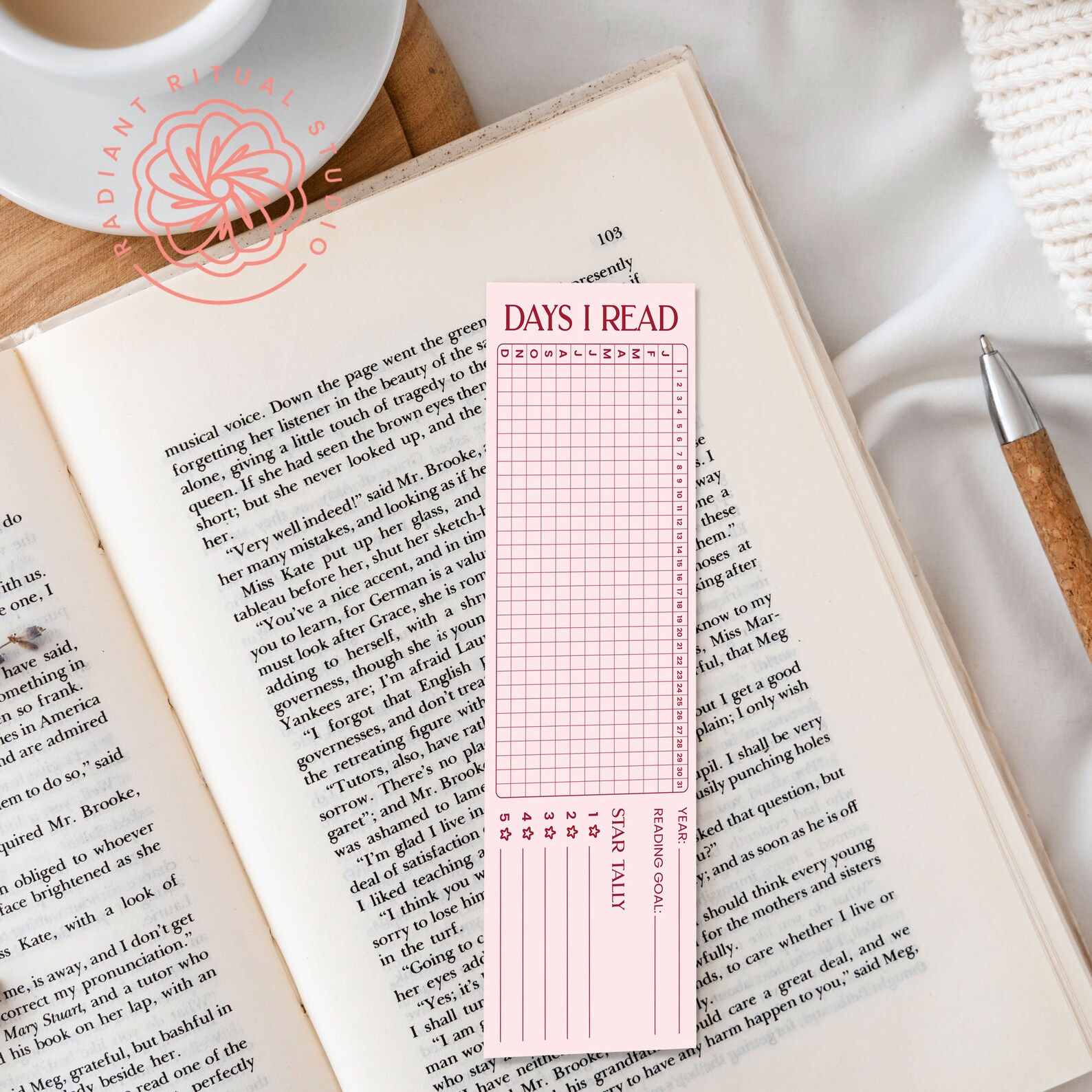 Printable Reading Tracker Bookmark: Book Lover Gift (digital Download ...