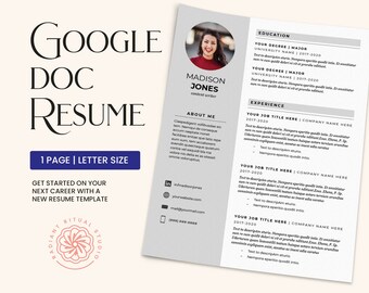 Plantilla de CV sencilla para Google Docs: CV profesional de una página (descarga digital)