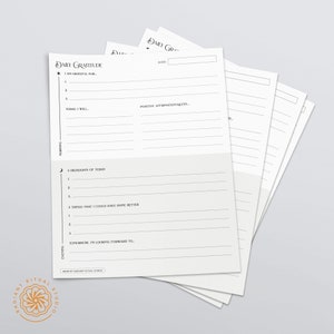 Diario de gratitud diario imprimible / Diario de gratitud Pdf / Planificador de gratitud / Diario de bienestar / Diario de gratitud digital