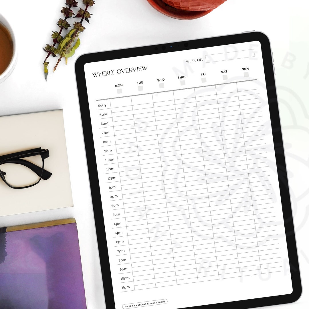 2026 Weekly Planner PDF: Printable Hourly Schedule (A4, US Letter) - Etsy