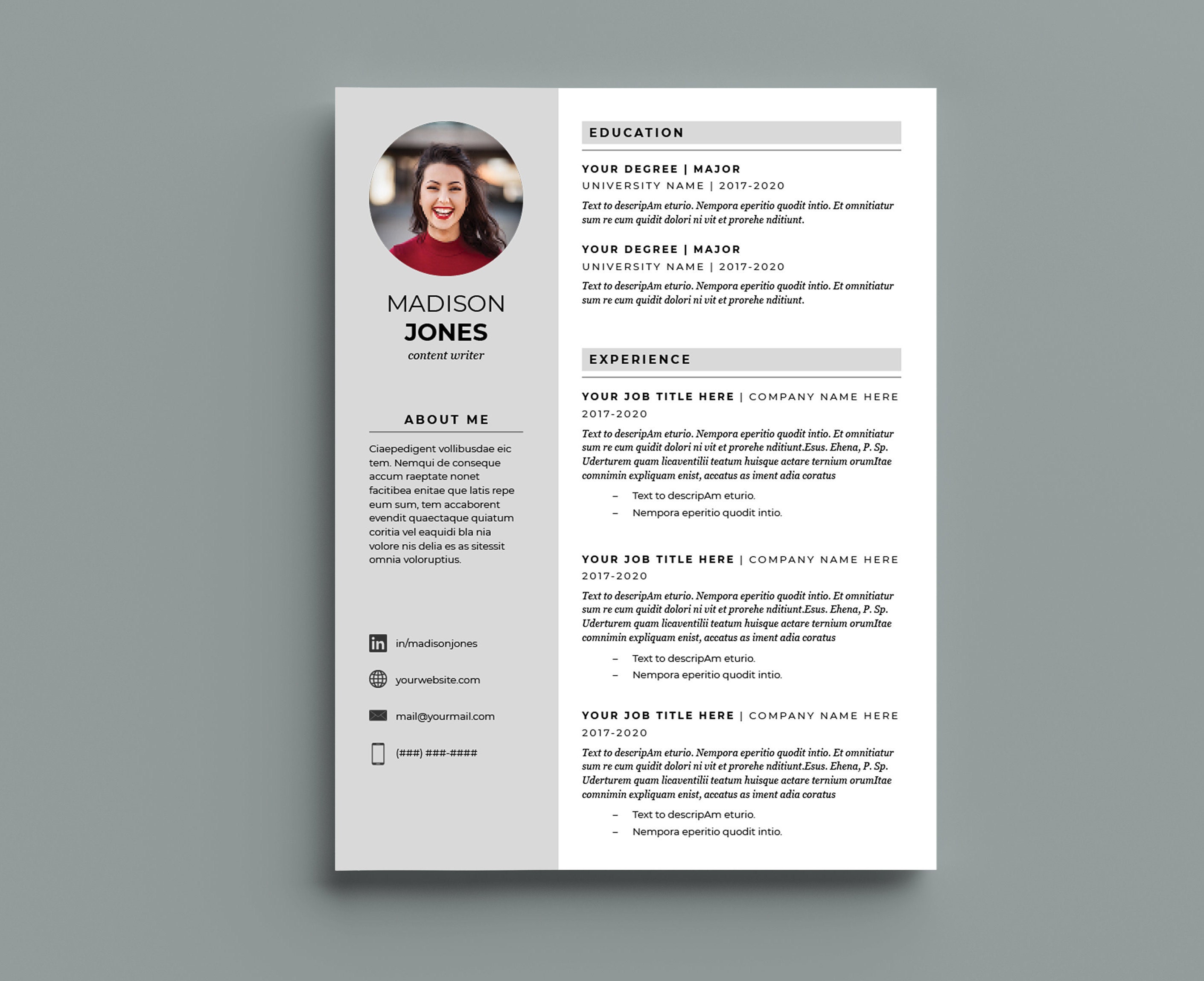 Simple Resume Template for Google Docs: Professional One-page CV ...