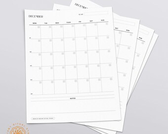 Planificador mensual minimalista sin fecha: Organizador semanal (PDF)