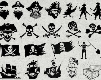 Pirate SVG Bundle, Pirate SVG, Pirate Clipart, Pirate Cut Files For Silhouette, Files for Cricut, Pirate Vector, Svg, Png, Eps, Design