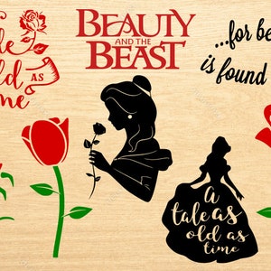 La bella e la bestia SVG, Belle SVG, Bestia SVG, Bellezza SVG, Topolino SVG, file tagliato, SVG, PNG, EPS