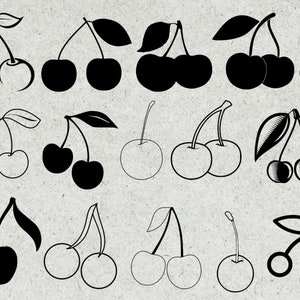 Kersen svg-bundel, kersen svg-bundel, kers clipart, kers gesneden bestanden, fruit svg, silhouet, gesneden bestanden voor de cricut en snijmachine