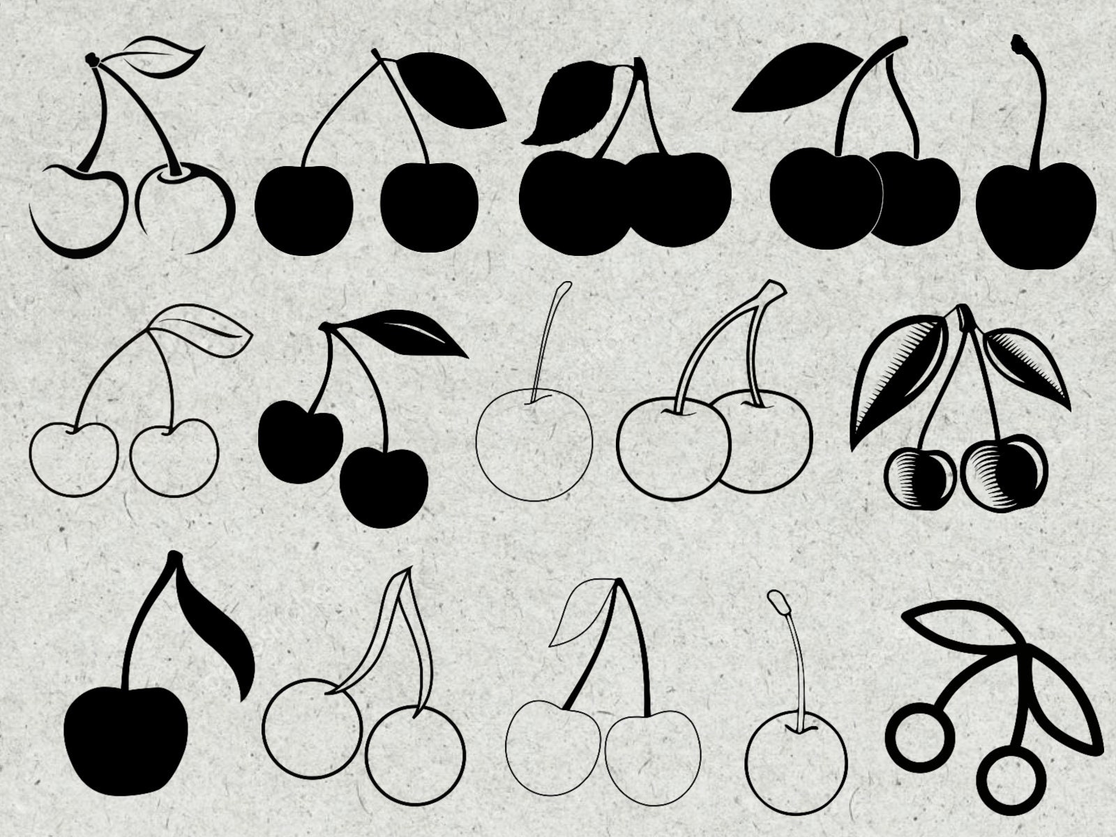 Cherries SVG Cherry Cut Files For Silhouette Cherry Outline Svg Cherry Clipart Vector Png Cherry