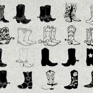 Cowboy Stiefel Svg Bundle, Cowgirl Stiefel Svg, Cowboy Stiefel Svg, Silhouette, Clipart geschnitten Dateien für Cricut & Schneidemaschine