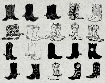 Cowboy boots svg bundle, cowgirl boots svg, cowboy boots svg, silhouette, clipart cut files for cricut & cutting machine