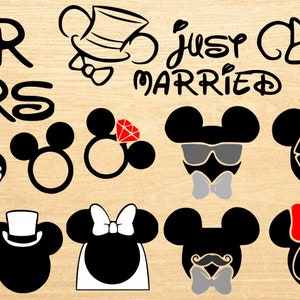 Hochzeit SVG, Mikcey Minnie Hochzeit SVG, Verlobung svg, Liebe svg, Gerade verheiratet svg, Hochzeit cut-Datei, Hochzeit eps, png, skal