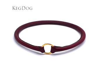 Thin Rolled Leather House Collar - Tag Collar - ID Dog Collar