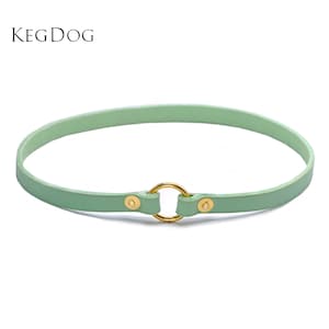 Haushalsband aus mintfarbenem Leder - Dünnes Hundehalsband - Tag-Halsband - ID-Hundehalsband
