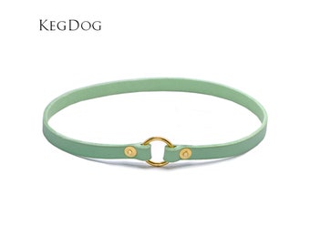 Mint Leather House Collar - Thin Italian Leather, Custom Fit