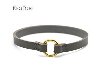Collar de cuero cosido para casa - Collar fino para perro de ajuste personalizado