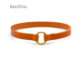 Collar de cuero para perro cosido a mano – Collar con placa de identificación de ajuste personalizado