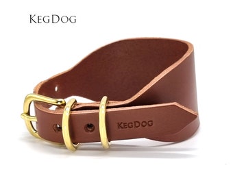 Brown Leather Hound Collar - 2 Widths - 14 Available Colours