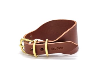 Handmade Brown Leather Hound Collar – Wide Fishtail Design