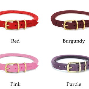 Burgundy Rolled Leather - Buckle Dog Collar - Thin and Standard Widths - Handstitched, Custom Built image 6