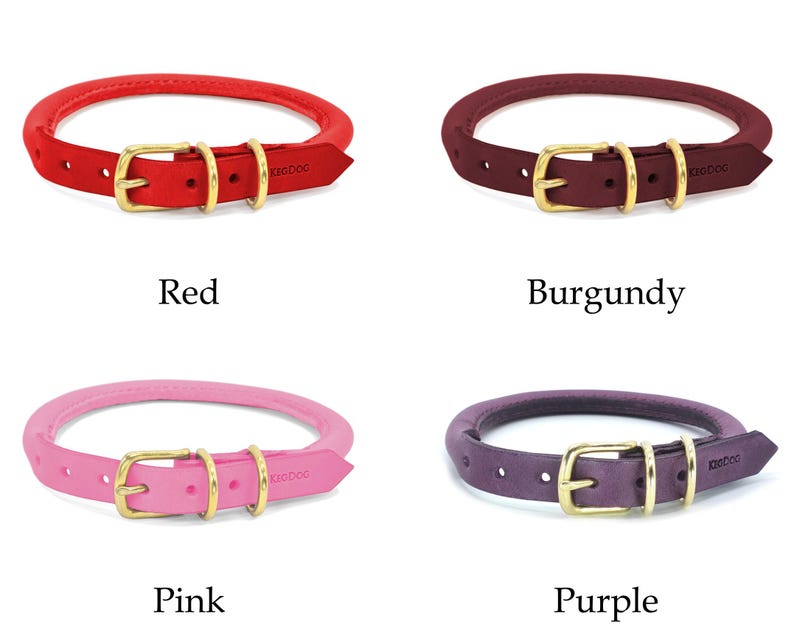 Burgundy Rolled Leather - Buckle Dog Collar - Thin and Standard Widths - Handstitched, Custom Built image 6