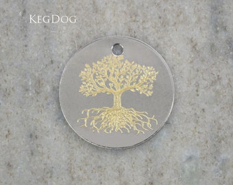Celtic Tree of Life Dog Tag - Personalised ID Disc Engraving - Crann Bethadh