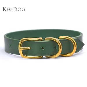 Dark Green Leather - Buckle Dog Collar - Made to Order - Personalisable