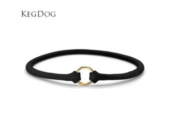 Thin Rolled House Collar - Black Leather - ID Tag Dog Collar