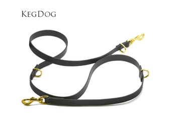 6 Foot Grey Leather Training Lead - Multi-way - 2 metre