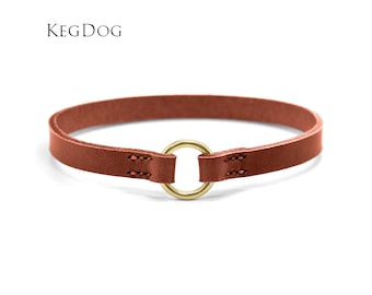 Brown Leather House Collar - Thin Italian Leather, Custom Fit