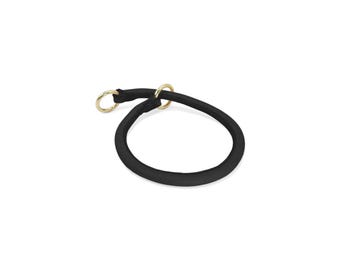 Rolled Leather Slip Dog Collar – Black Italian Leather Training