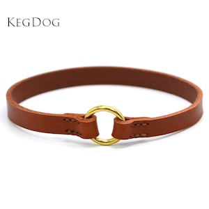 Stitched Leather House Collar - Thin Dog Collar - Tag Collar - ID Dog Collar