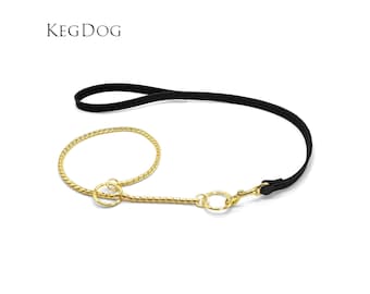 Italian Leather Snake Chain Dog Show Lead - Customisable