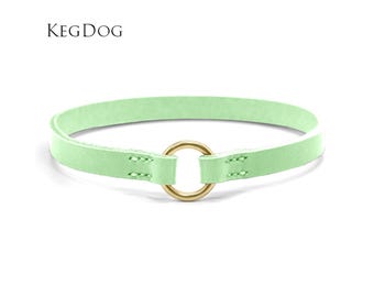 Leather House Collar - Thin Mint Italian Leather, Custom Fit