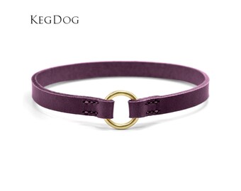 Purple Leather House Collar - Thin Italian Leather, Custom Fit
