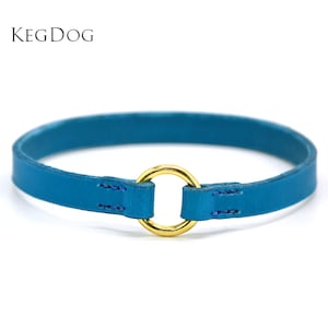 Stitched Leather House Collar - Thin Dog Collar - Tag Collar - ID Dog Collar