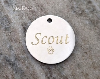 Custom Engraved Dog Tag - Dog's Name Tag - Micro Paw Print