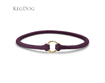 Thin Rolled Leather House Collar - Purple - ID Tag Dog Collar