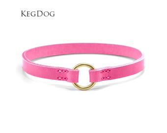 Pink Leather House Collar - Thin Italian Leather, Custom Fit