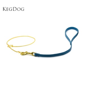 Snake Chain Collar with Matching Clip Lead for Dog Showing - Italian Full Grain Leather - 14 Available Colours