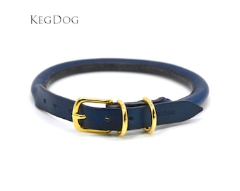 Rolled Leather Dog Collar With Buckle 2cm or Width