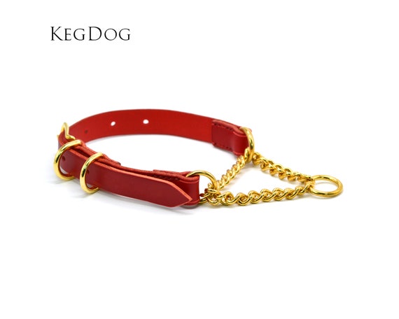 Leather Martingale Collar Red Leather Dog Collar With Buckle