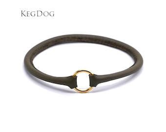 Thin Rolled Leather House Collar - Tag Collar - ID Dog Collar