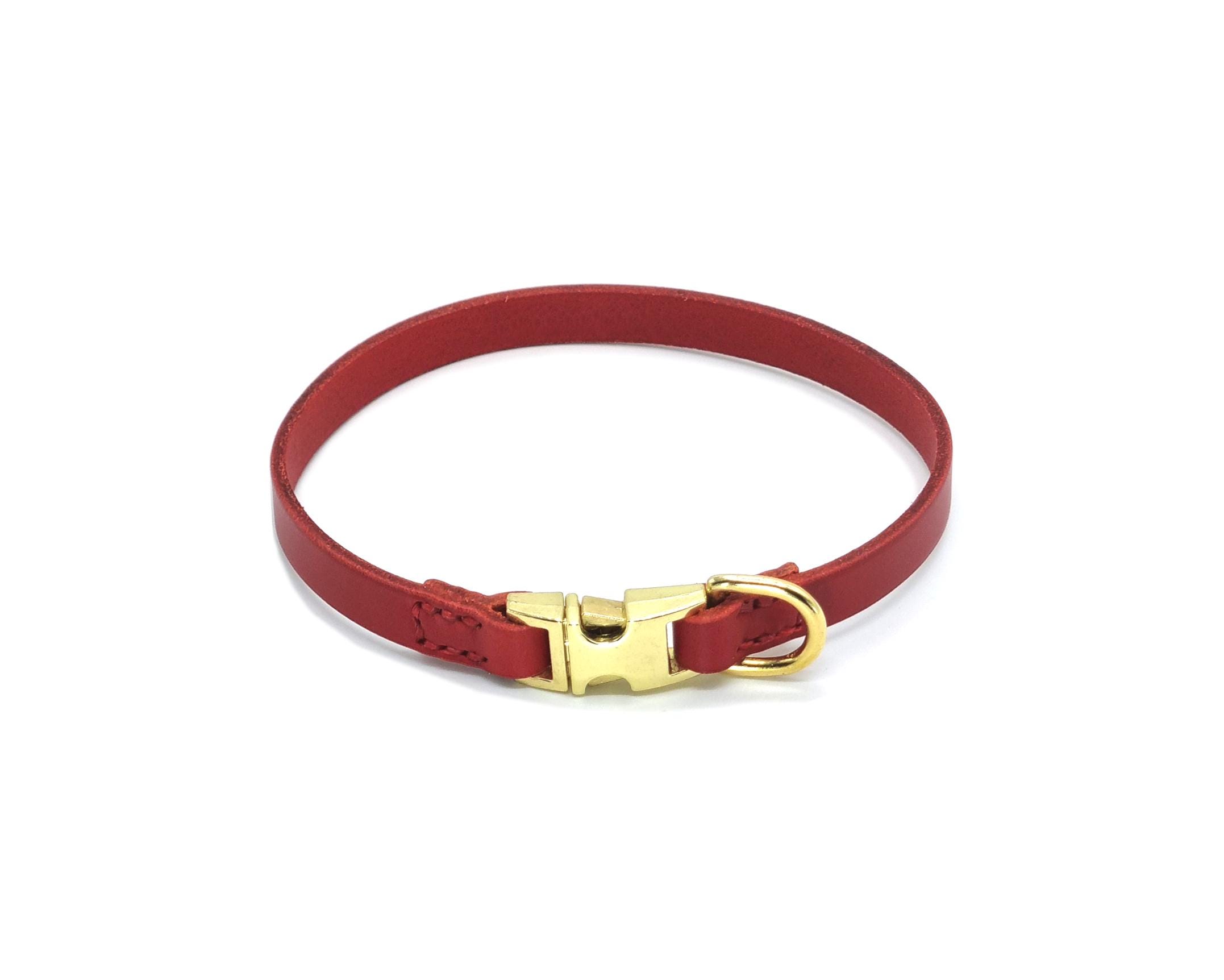 Quick Release Leather Dog Collar - Thin Italian Leather, Custom Fit