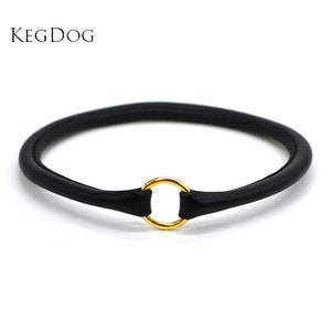 Dünnes gerolltes schwarzes Leder Haushalsband - Tag Collar - ID Hundehalsband