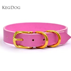 Pink Leather - Buckle Dog Collar - Made to Order - Personalisable