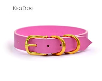 Pink Leather - Buckle Dog Collar - Made to Order - Personalisable