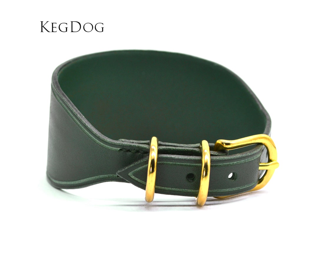 Leather Hound Collar Curved Design Whippet Collar Wide Fit