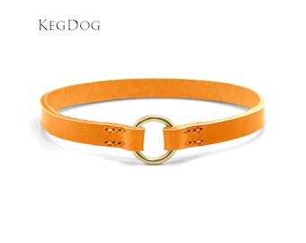Marigold Leather House Collar - Thin Italian Leather, Custom Fit